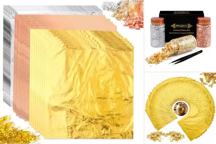 Detailed view of Best Metallic Nail Foil Leaves